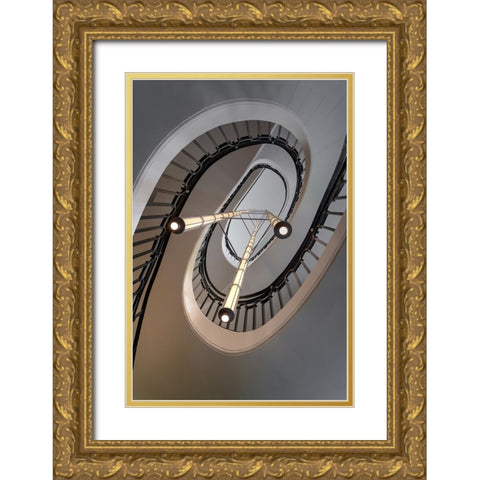 Stairs With Lights Gold Ornate Wood Framed Art Print with Double Matting by Dupont, Isabelle