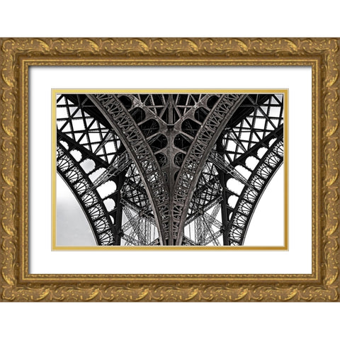 Paris Eiffel II Gold Ornate Wood Framed Art Print with Double Matting by Philippe, Laruelle