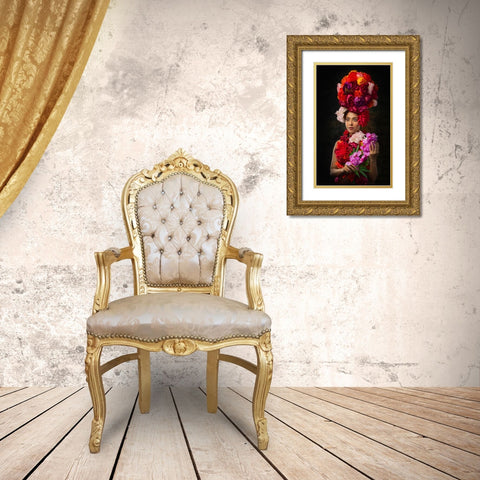Flower Queen Gold Ornate Wood Framed Art Print with Double Matting by Banerjee, Nilendu
