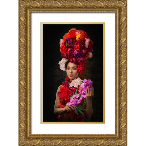Flower Queen Gold Ornate Wood Framed Art Print with Double Matting by Banerjee, Nilendu