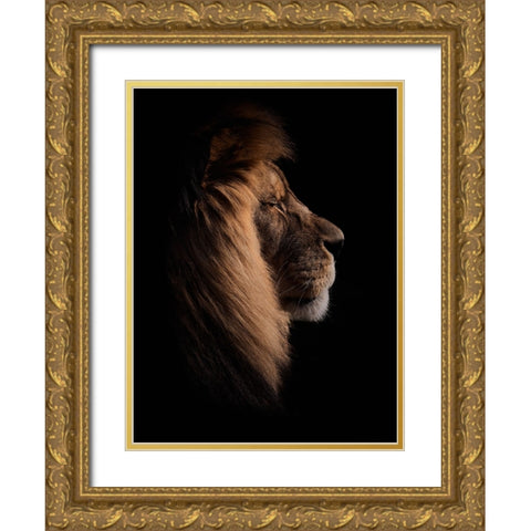 Sleeping King Gold Ornate Wood Framed Art Print with Double Matting by Schade, Peter