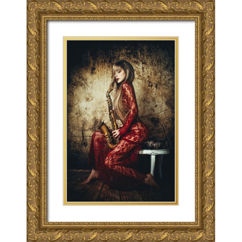 Music is your own wisdom Gold Ornate Wood Framed Art Print with Double Matting by Bolgov (Axe), Ruslan