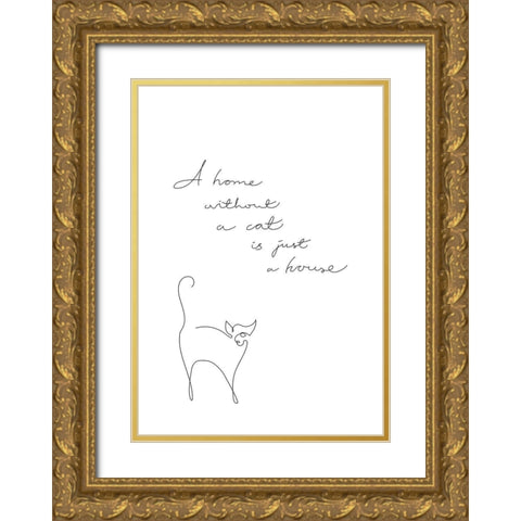 Without a cat Gold Ornate Wood Framed Art Print with Double Matting by 1x Studio II