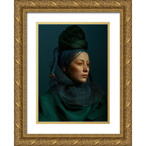 Mina Gold Ornate Wood Framed Art Print with Double Matting by Shiki, Shizuo