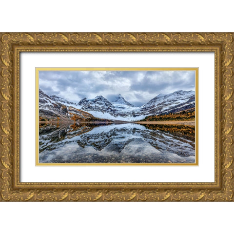 Assiniboine reflection Gold Ornate Wood Framed Art Print with Double Matting by Lin, Ning