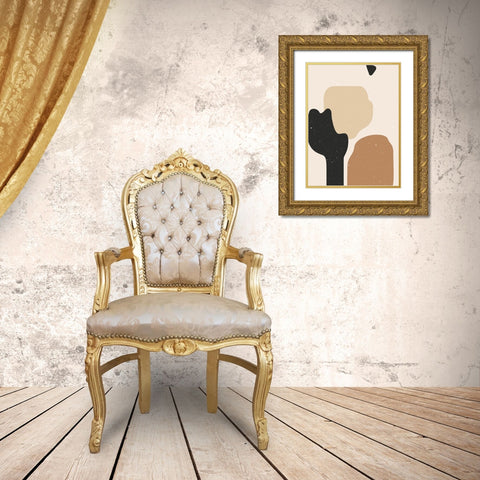 Abstract composition 1 Gold Ornate Wood Framed Art Print with Double Matting by NKTN