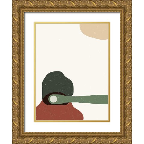 Abstract composition 4 Gold Ornate Wood Framed Art Print with Double Matting by NKTN