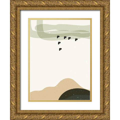 Abstract composition 9 Gold Ornate Wood Framed Art Print with Double Matting by NKTN