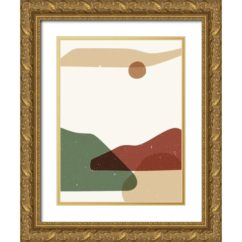 Abstract composition 13 Gold Ornate Wood Framed Art Print with Double Matting by NKTN