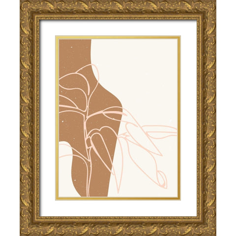 Abstract composition 16 Gold Ornate Wood Framed Art Print with Double Matting by NKTN