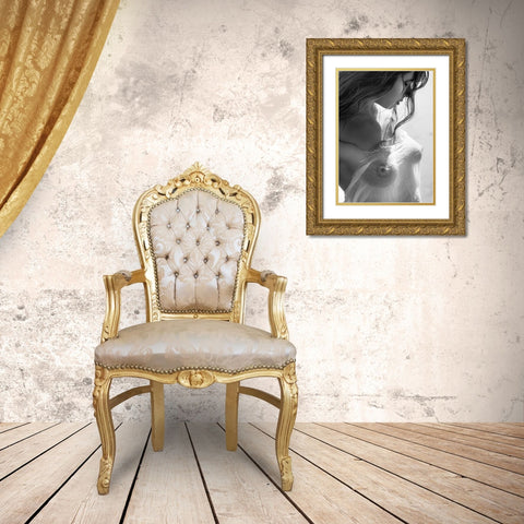Anita Thoughtful (Part 1) Gold Ornate Wood Framed Art Print with Double Matting by Lazzarotti, Paolo