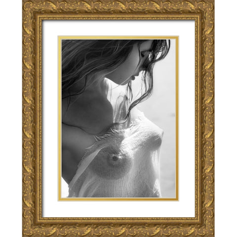 Anita Thoughtful (Part 1) Gold Ornate Wood Framed Art Print with Double Matting by Lazzarotti, Paolo