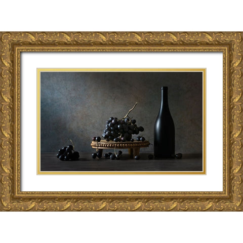 grapes Gold Ornate Wood Framed Art Print with Double Matting by Wei, Rong
