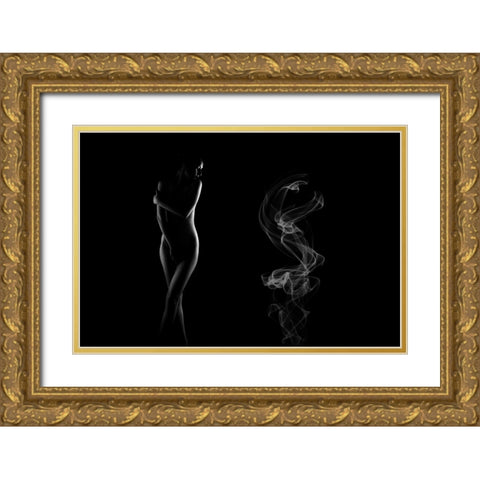 Noir Gold Ornate Wood Framed Art Print with Double Matting by Das, Prithul