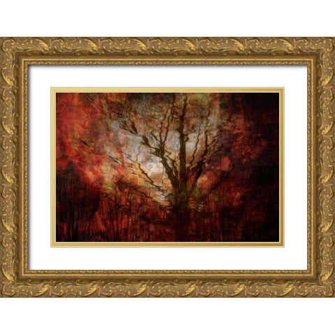 Forest on fire Gold Ornate Wood Framed Art Print with Double Matting by Van Krimpen, Brigitte