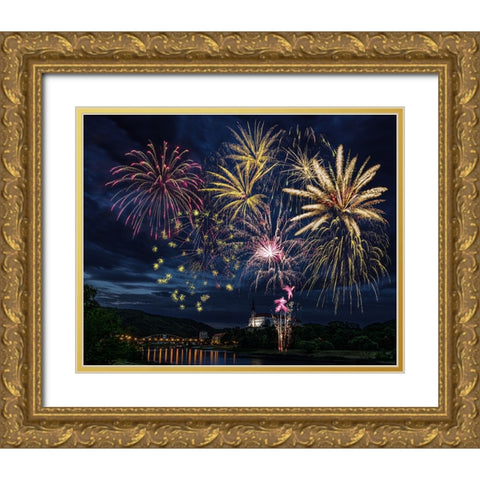 celebration Gold Ornate Wood Framed Art Print with Double Matting by Rosenkrancova, Ilona