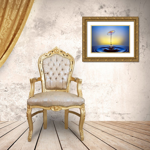 Drops Dance Gold Ornate Wood Framed Art Print with Double Matting by Sayadi, Yousef