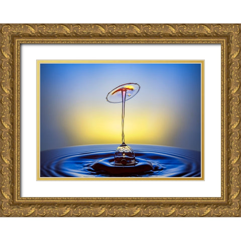 Drops Dance Gold Ornate Wood Framed Art Print with Double Matting by Sayadi, Yousef