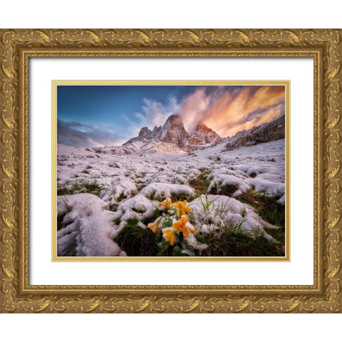 Frozen Sunrise Gold Ornate Wood Framed Art Print with Double Matting by A. Godovikov, Ivan