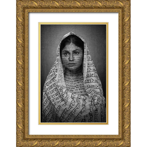 RAMNAMI TRIBAL WOMAN Gold Ornate Wood Framed Art Print with Double Matting by Bhattacharyya, Partha