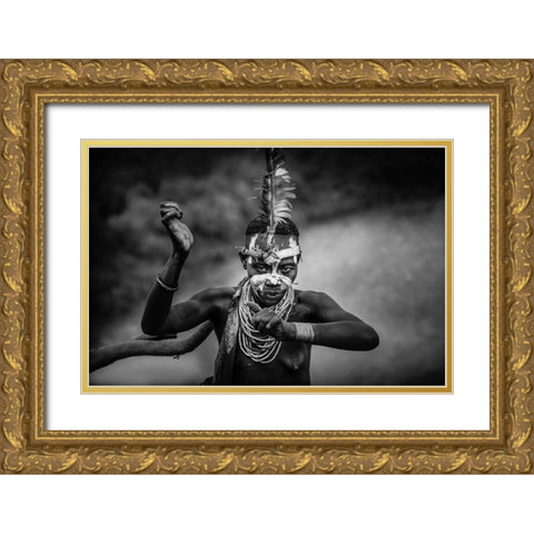 Vudu Caro Woman Gold Ornate Wood Framed Art Print with Double Matting by Yosifov, Svetlin