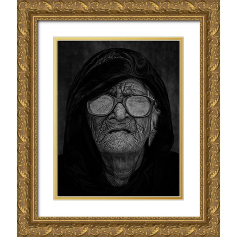Grandma Gold Ornate Wood Framed Art Print with Double Matting by Nayyer Reza, Sayyed