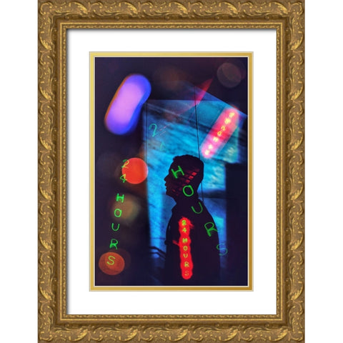 24 Hours Gold Ornate Wood Framed Art Print with Double Matting by Jo, Rahel