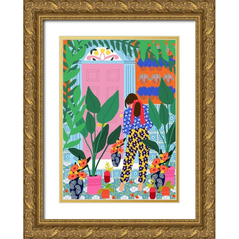 Inside My Personal Garden Gold Ornate Wood Framed Art Print with Double Matting by Mascaro, Rafaela