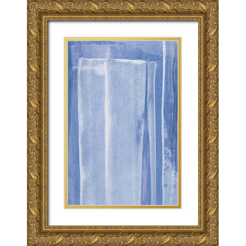 Happiness is Blue Gold Ornate Wood Framed Art Print with Double Matting by Sawall, Anastasia