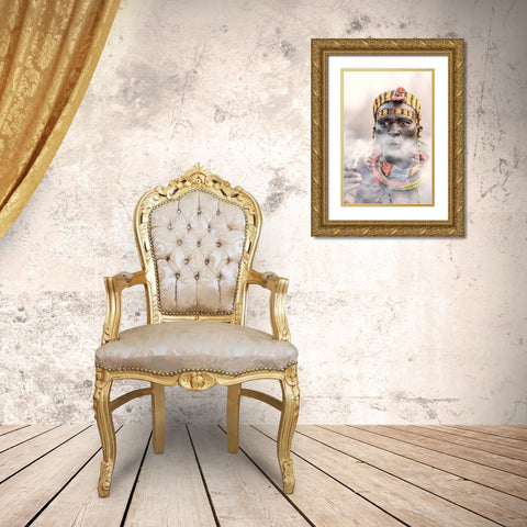 Jiye tribeswoman Gold Ornate Wood Framed Art Print with Double Matting by Cole, Trevor
