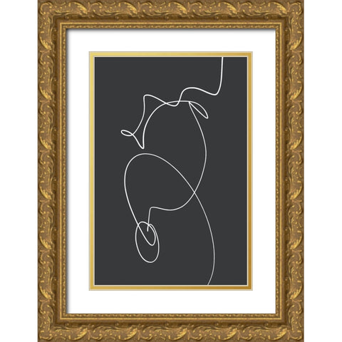 Ligne Essentiel Gold Ornate Wood Framed Art Print with Double Matting by Uplusmestudio