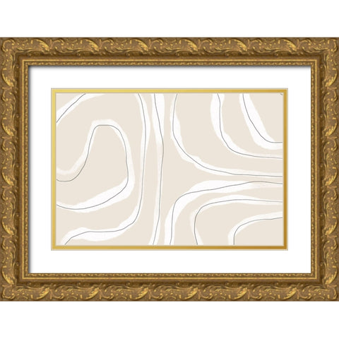 Soft Feeling Gold Ornate Wood Framed Art Print with Double Matting by Uplusmestudio