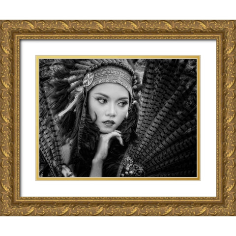 Beauty Gold Ornate Wood Framed Art Print with Double Matting by Lagaa, Kahar