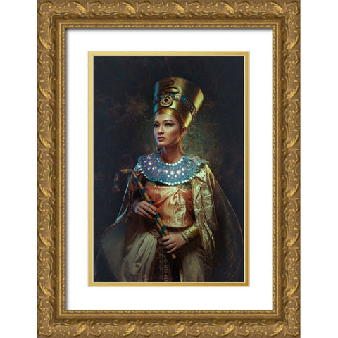 the Nefertiti Gold Ornate Wood Framed Art Print with Double Matting by Setiadi, Ajar