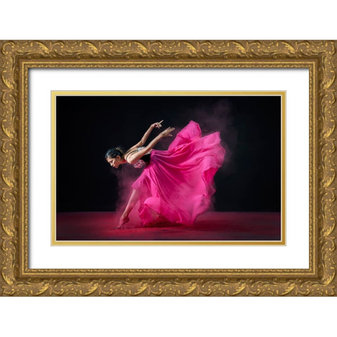 Pinky Mood Gold Ornate Wood Framed Art Print with Double Matting by Suharini, Mieke