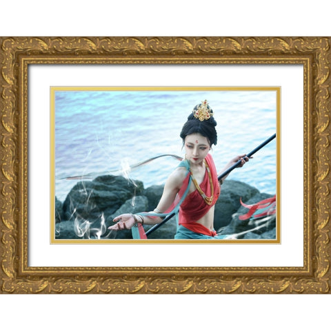 breeze Gold Ornate Wood Framed Art Print with Double Matting by Suemasa, Hiroaki