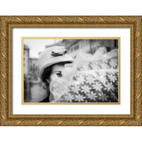 Mary Poppins Gold Ornate Wood Framed Art Print with Double Matting by DanMasa