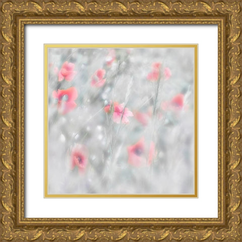 Poppies Gold Ornate Wood Framed Art Print with Double Matting by Stas, Marie-Anne
