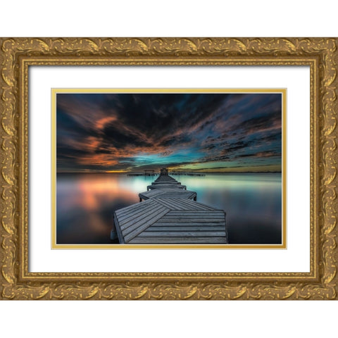 Minor Sea Gold Ornate Wood Framed Art Print with Double Matting by Antonio Trivino, Jose