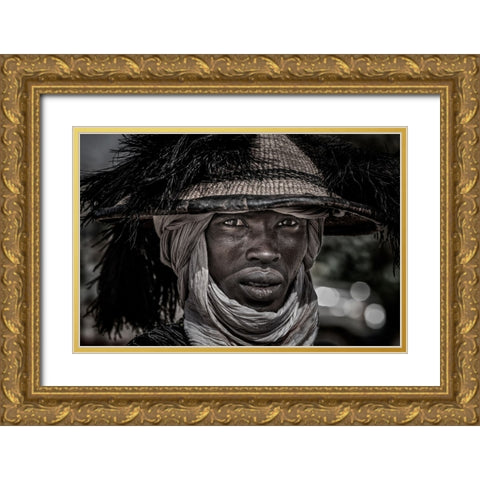 Peul Man - Niger Gold Ornate Wood Framed Art Print with Double Matting by Inazio Kuesta, Joxe