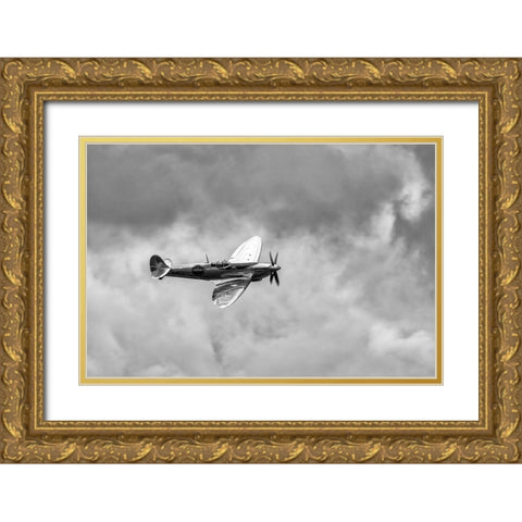 The Silver Spitfire. Gold Ornate Wood Framed Art Print with Double Matting by Londal, Leif