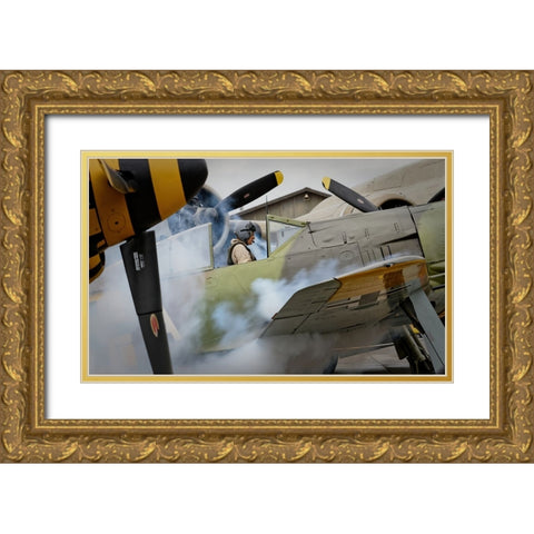Engines Gold Ornate Wood Framed Art Print with Double Matting by Mccleave, Thomas