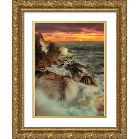 Wave Time Gold Ornate Wood Framed Art Print with Double Matting by Yu, Wenjin