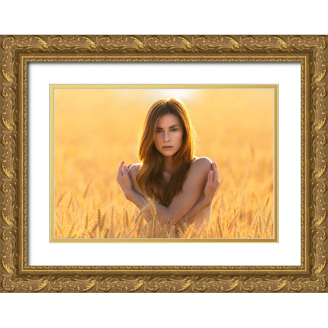 Wheat And Isabella Gold Ornate Wood Framed Art Print with Double Matting by Waldmann, Shlomo