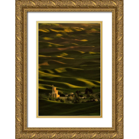 Choppy Gold Ornate Wood Framed Art Print with Double Matting by Jacobs, Lydia