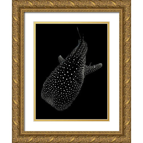 Spotted sea Gold Ornate Wood Framed Art Print with Double Matting by Melesan, Serge