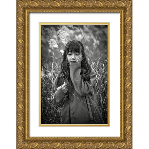 Eri Portrait Gold Ornate Wood Framed Art Print with Double Matting by Miharu