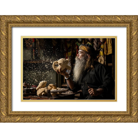 Blowing The Dusk Gold Ornate Wood Framed Art Print with Double Matting by Setiadi, Ajar