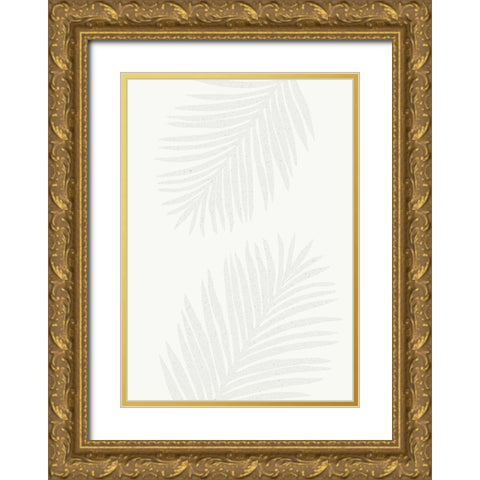 PALM LEAF 13 GRAY PATTERN Gold Ornate Wood Framed Art Print with Double Matting by 1x Studio