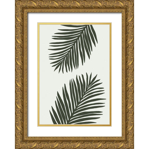 PALM LEAF 04 GREEN Gold Ornate Wood Framed Art Print with Double Matting by 1x Studio